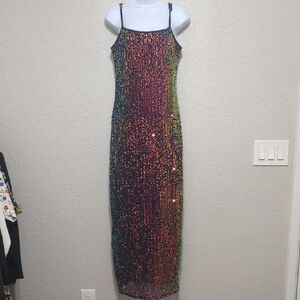 Wild Fable multicolor sequin sleeveless low back maxi dress